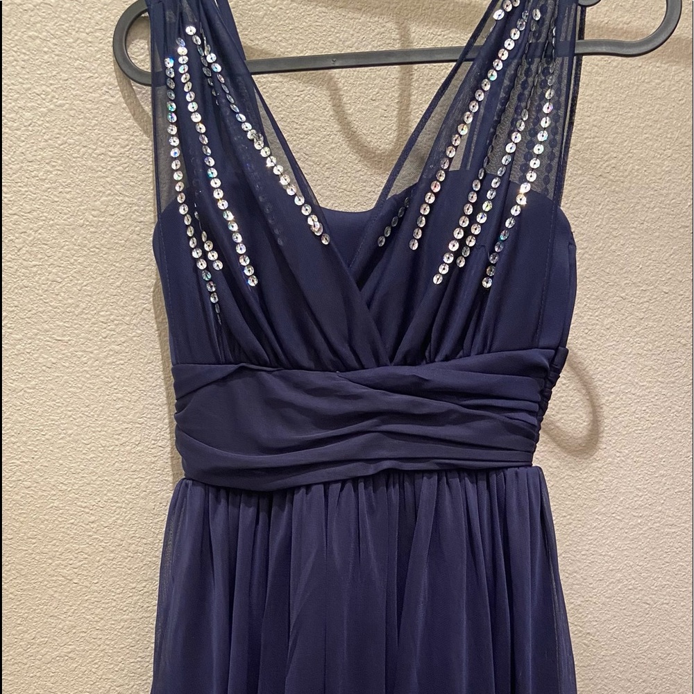 Blue dark dress , glitter.  Short